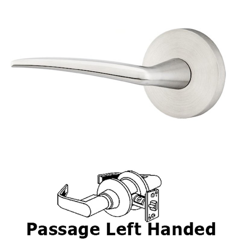 Poseidon Left Hand Passage Door Lever With Brushed Stainless Steel Disk Rose