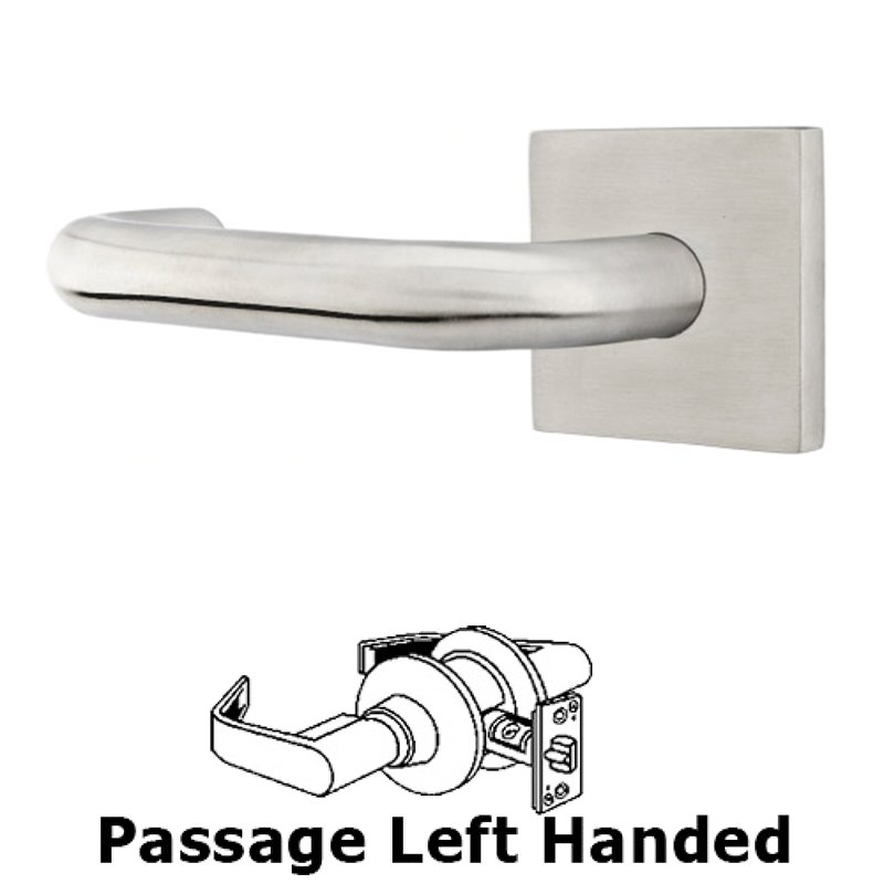Cologne Left Hand Passage Door Lever With Brushed Stainless Steel Square Rose