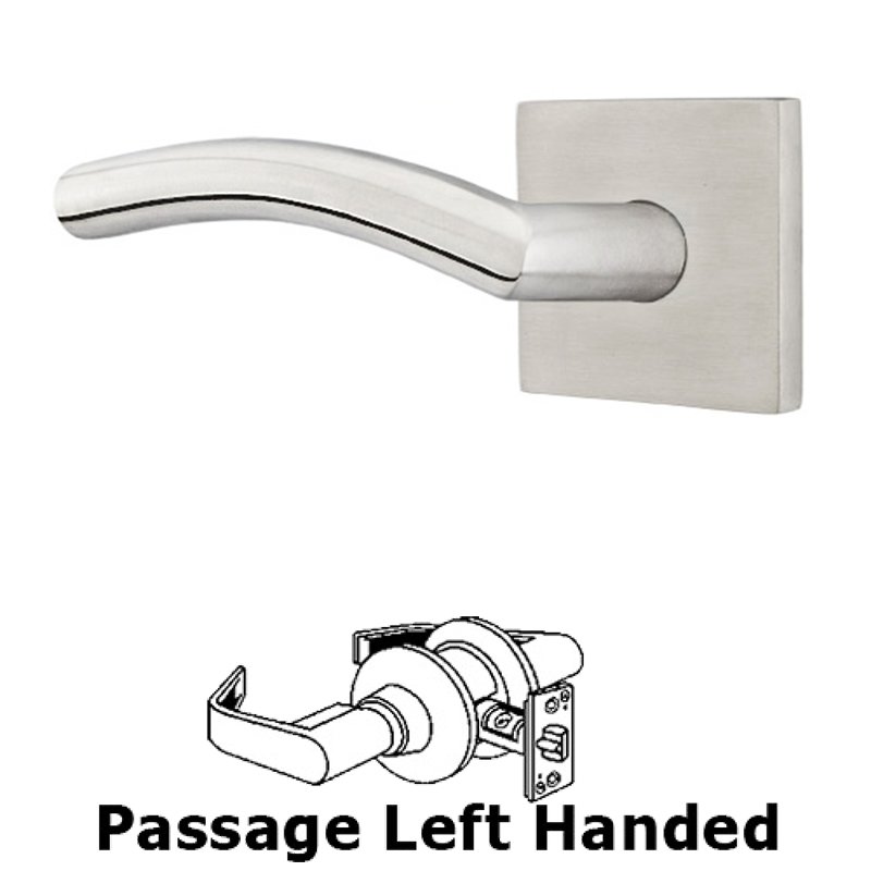 Dresden Right Hand Passage Door Lever and Brushed Stainless Steel Square Rose with Concealed Screws