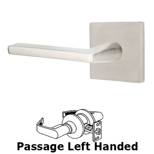 Helios Left Hand Passage Door Lever With Brushed Stainless Steel Square Rose