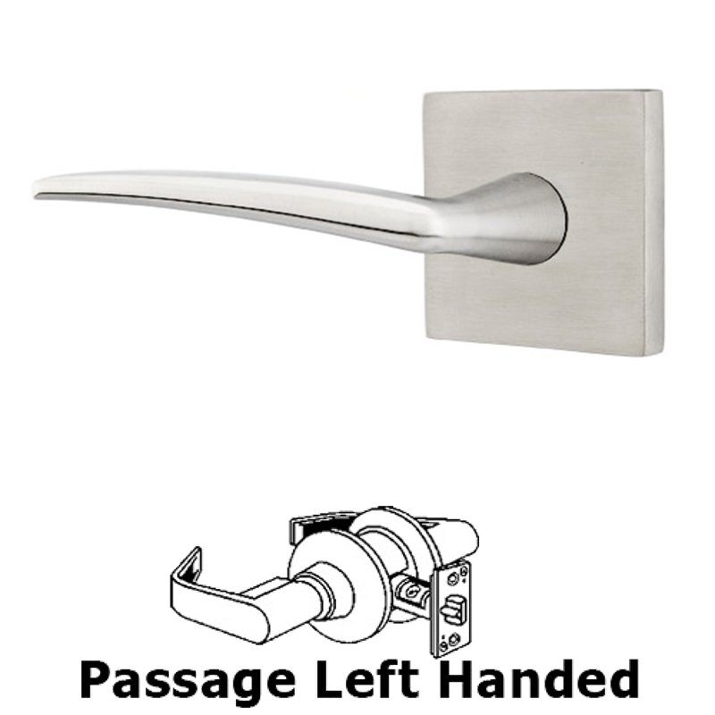 Poseidon Right Hand Passage Door Lever With Brushed Stainless Steel Square Rose