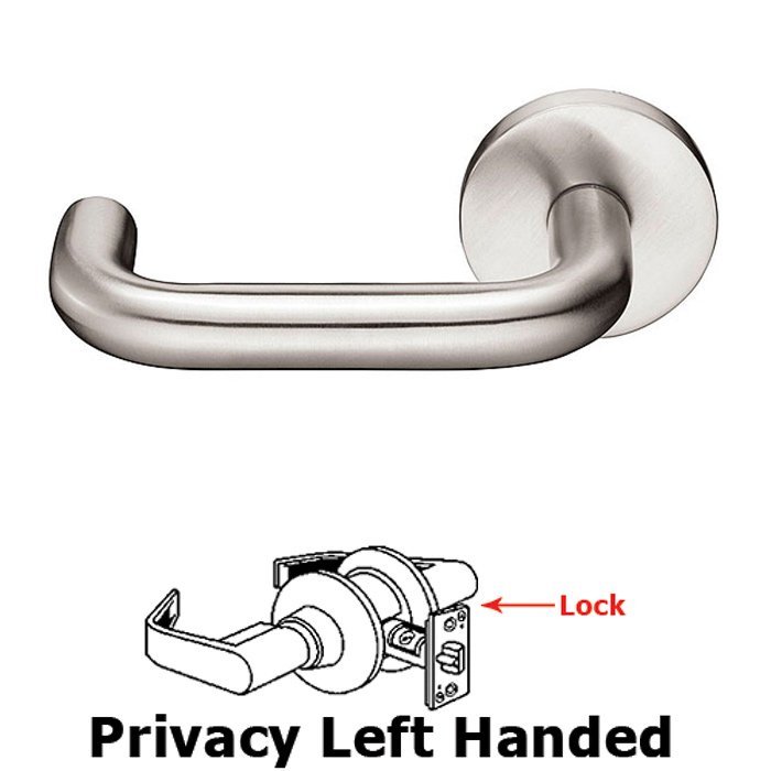 Cologne Left Hand Privacy Door Lever With Brushed Stainless Steel Disk Rose