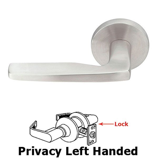 Hermes Left Hand Privacy Door Lever With Brushed Stainless Steel Disk Rose