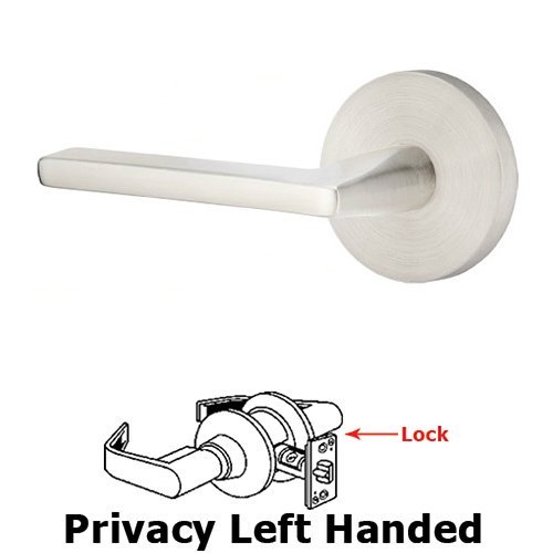 Helios Left Hand Privacy Door Lever With Brushed Stainless Steel Disk Rose