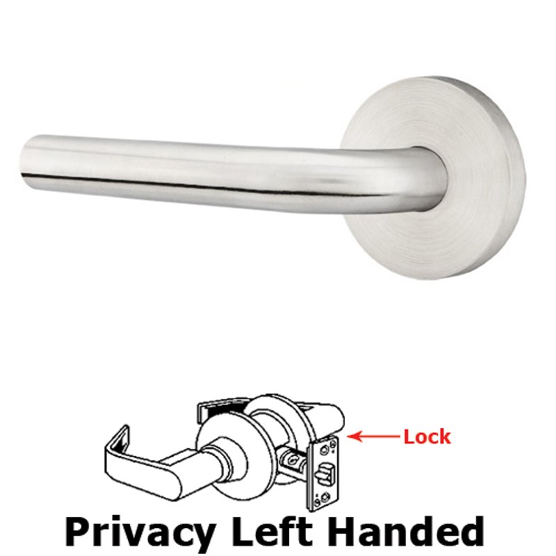 Kiel Left Hand Privacy Door Lever and Brushed Stainless Steel Disk Rose with Concealed Screws