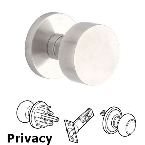 Round Privacy Door Knob With Brushed Stainless Steel Disk Rose