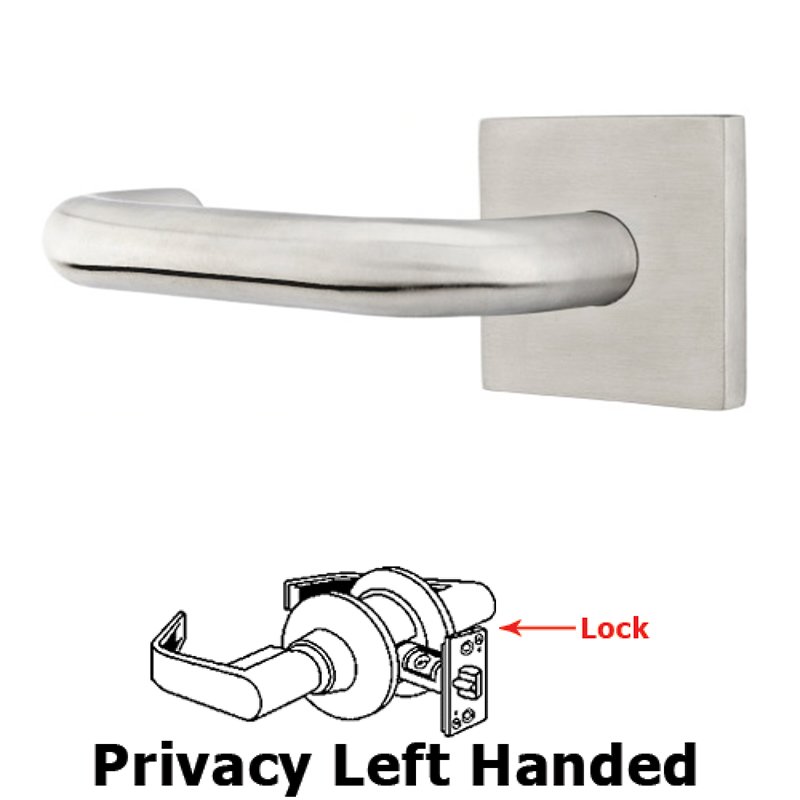 Cologne Right Hand Privacy Door Lever With Brushed Stainless Steel Square Rose