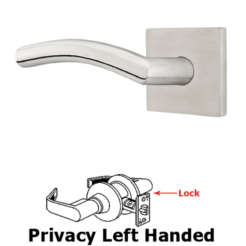 Dresden Left Hand Privacy Door Lever and Brushed Stainless Steel Square Rose with Concealed Screws