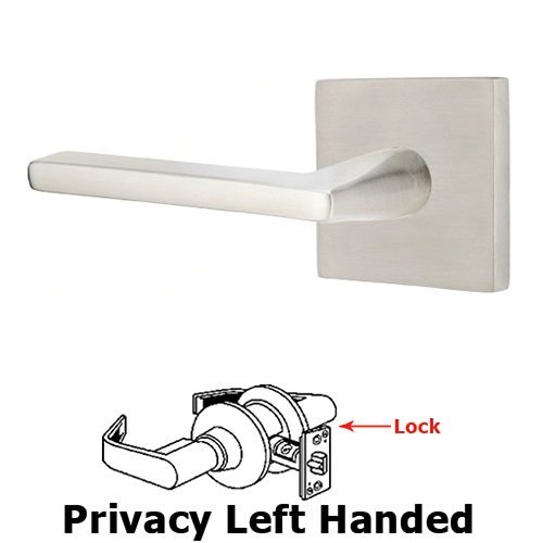 Helios Left Hand Privacy Door Lever With Brushed Stainless Steel Square Rose