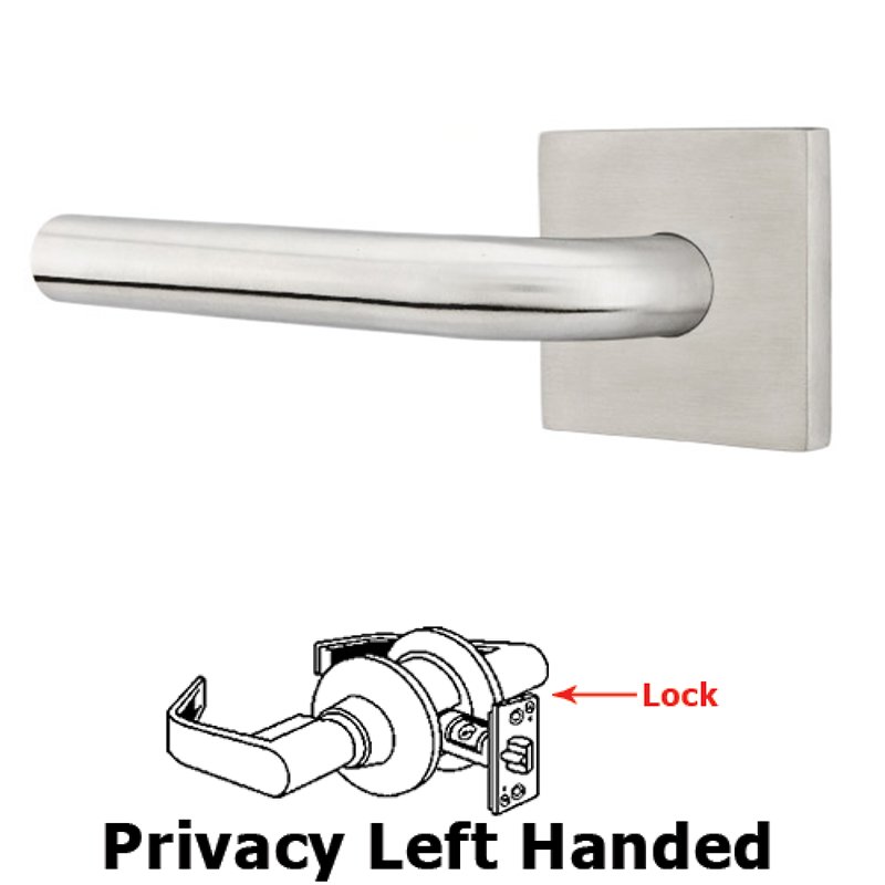 Kiel Left Hand Privacy Door Lever With Brushed Stainless Steel Square Rose