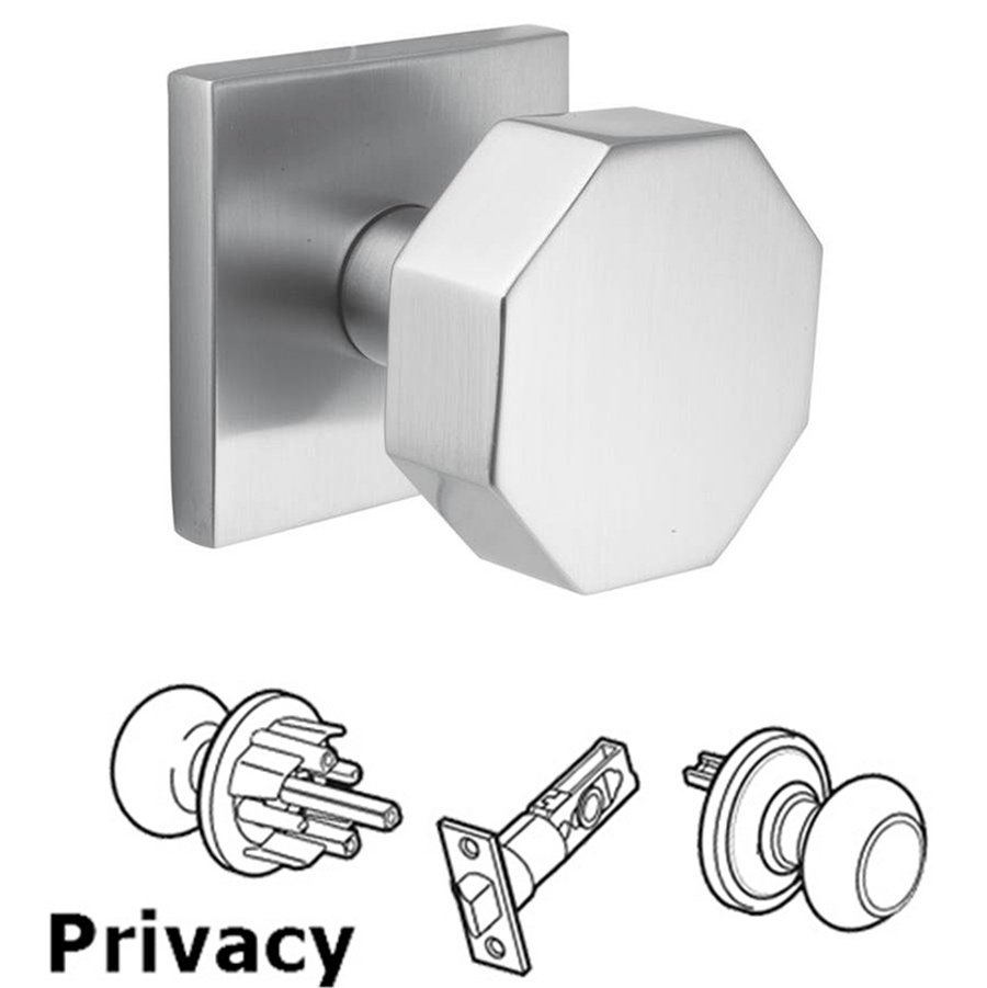 Octagon Privacy Door Knob With Brushed Stainless Steel Square Rose