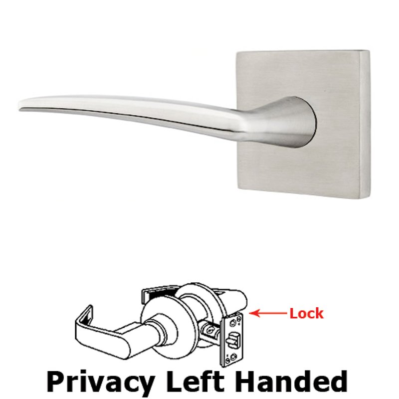 Poseidon Right Hand Privacy Door Lever and Brushed Stainless Steel Square Rose with Concealed Screws