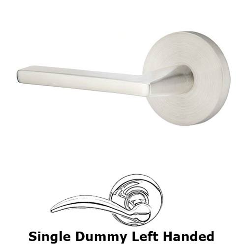 Single Dummy Left Handed Helios Door Lever With Brushed Stainless Steel Disk Rose