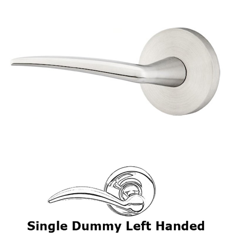 Single Dummy Left Handed Poseidon Door Lever With Brushed Stainless Steel Disk Rose