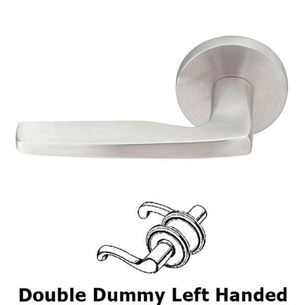 Hermes Left Hand Double Dummy Door Lever With Brushed Stainless Steel Disk Rose