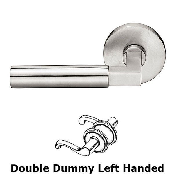 Hercules Left Hand Double Dummy Door Lever With Brushed Stainless Steel Disk Rose