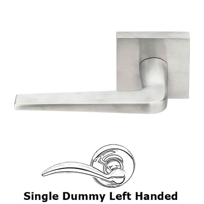Single Dummy Left Handed Athena Door Lever With Brushed Stainless Steel Square Rose