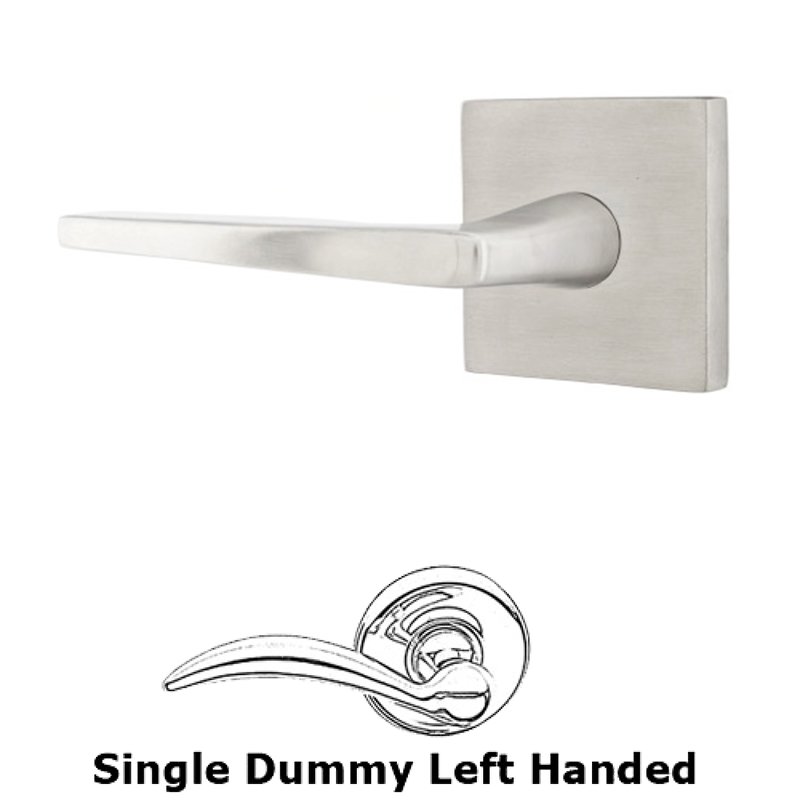 Single Dummy Left Handed Hermes Door Lever With Brushed Stainless Steel Square Rose