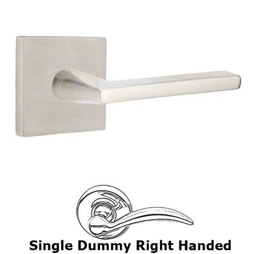Single Dummy Right Handed Helios Door Lever With Brushed Stainless Steel Square Rose