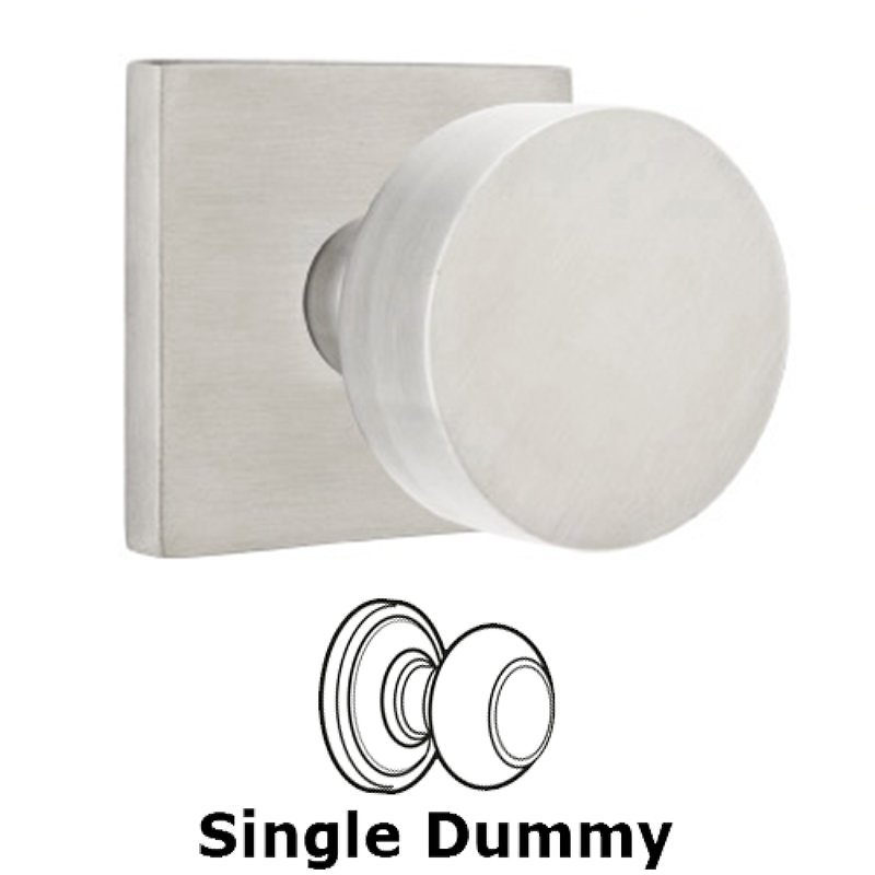 Single Dummy Round Door Knob With Brushed Stainless Steel Square Rose