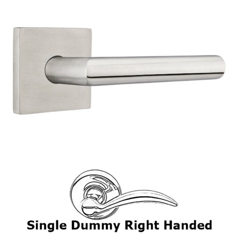 Single Dummy Right Handed Stuttgart Door Lever With Brushed Stainless Steel Square Rose
