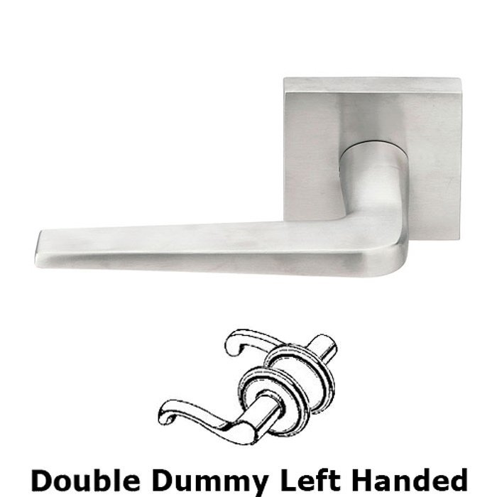 Athena Left Hand Dummy Set Door Lever With Brushed Stainless Steel Square Rose