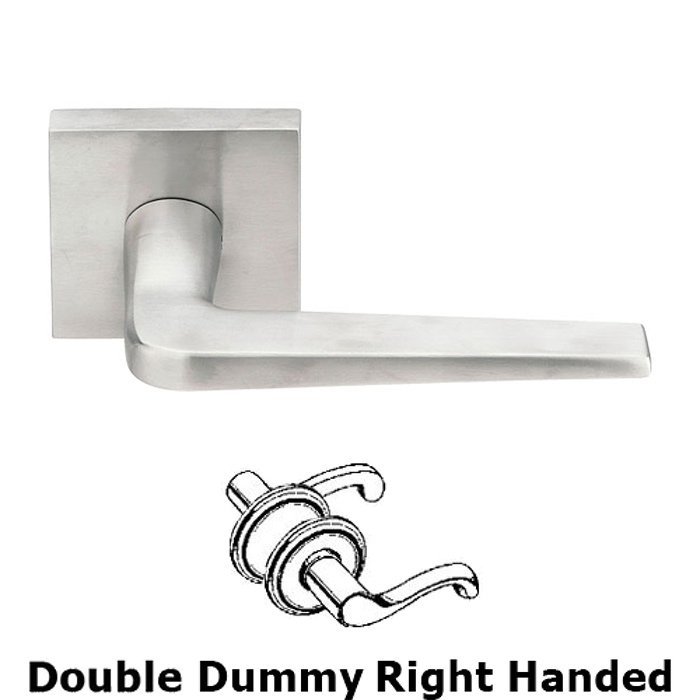 Athena Right Hand Dummy Set Door Lever With Brushed Stainless Steel Square Rose