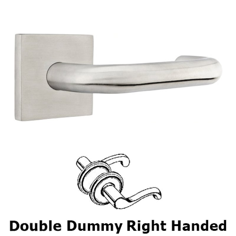 Cologne Right Hand Dummy Set Door Lever With Brushed Stainless Steel Square Rose
