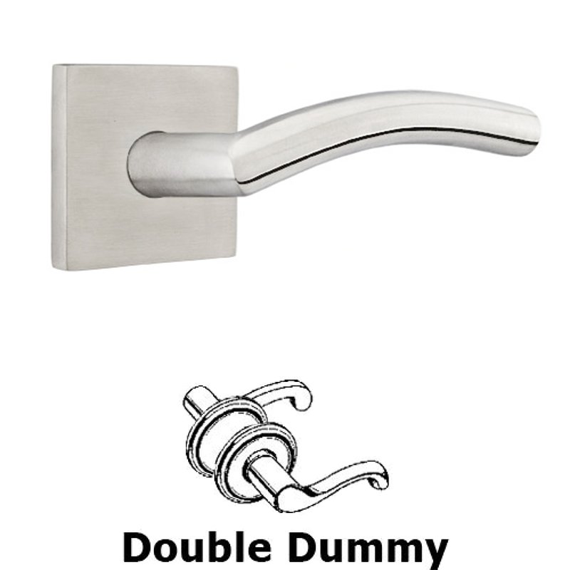 Dresden Double Dummy Door Lever With Brushed Stainless Steel Square Rose