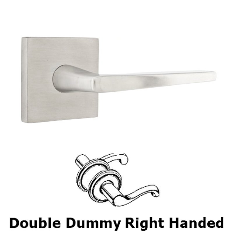 Hermes Right Hand Dummy Set Door Lever With Brushed Stainless Steel Square Rose