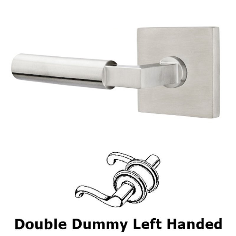 Hercules Left Hand Double Dummy Door Lever With Brushed Stainless Steel Square Rose
