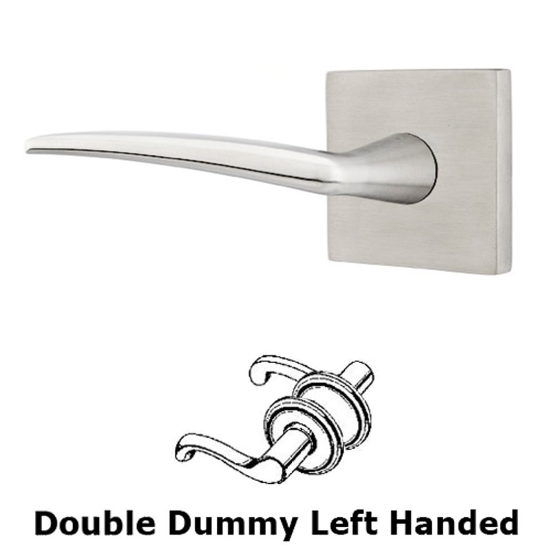 Poseidon Left Hand Dummy Set Door Lever With Brushed Stainless Steel Square Rose