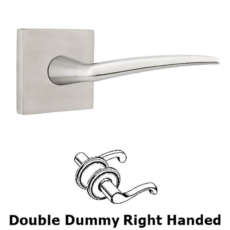 Poseidon Right Hand Dummy Set Door Lever With Brushed Stainless Steel Square Rose
