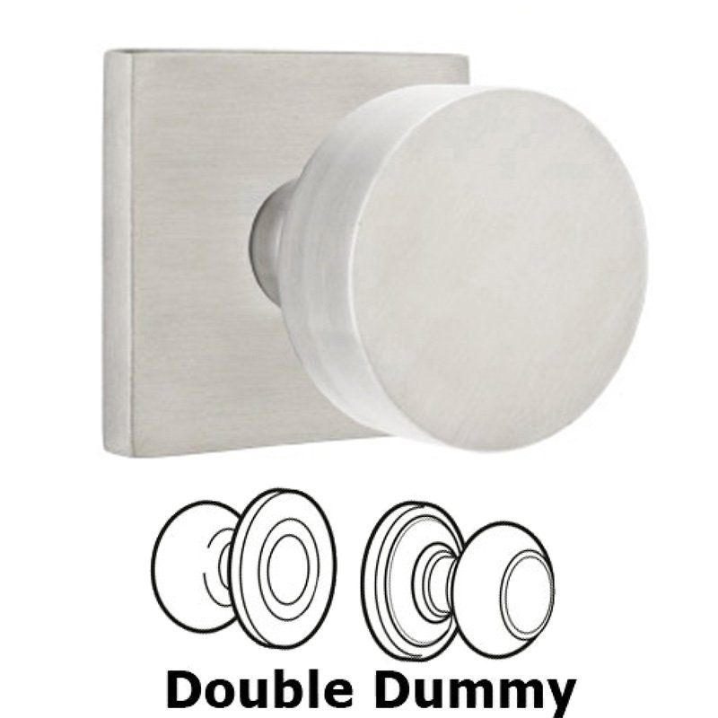 Round Dummy Pair Door Knob With Brushed Stainless Steel Square Rose