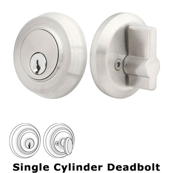 Round Stainless Single Cylinder Deadbolt in Brushed Stainless Steel