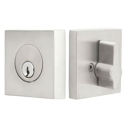 Square Stainless Single Cylinder Deadbolt in Brushed Stainless Steel