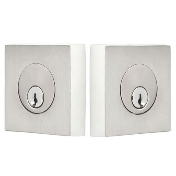 Square Stainless Double Cylinder Deadbolt in Brushed Stainless Steel