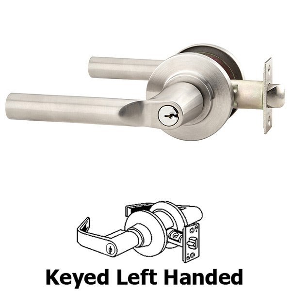Keyed Left Handed Hanover Lever With SS Disc in Brushed Stainless Steel