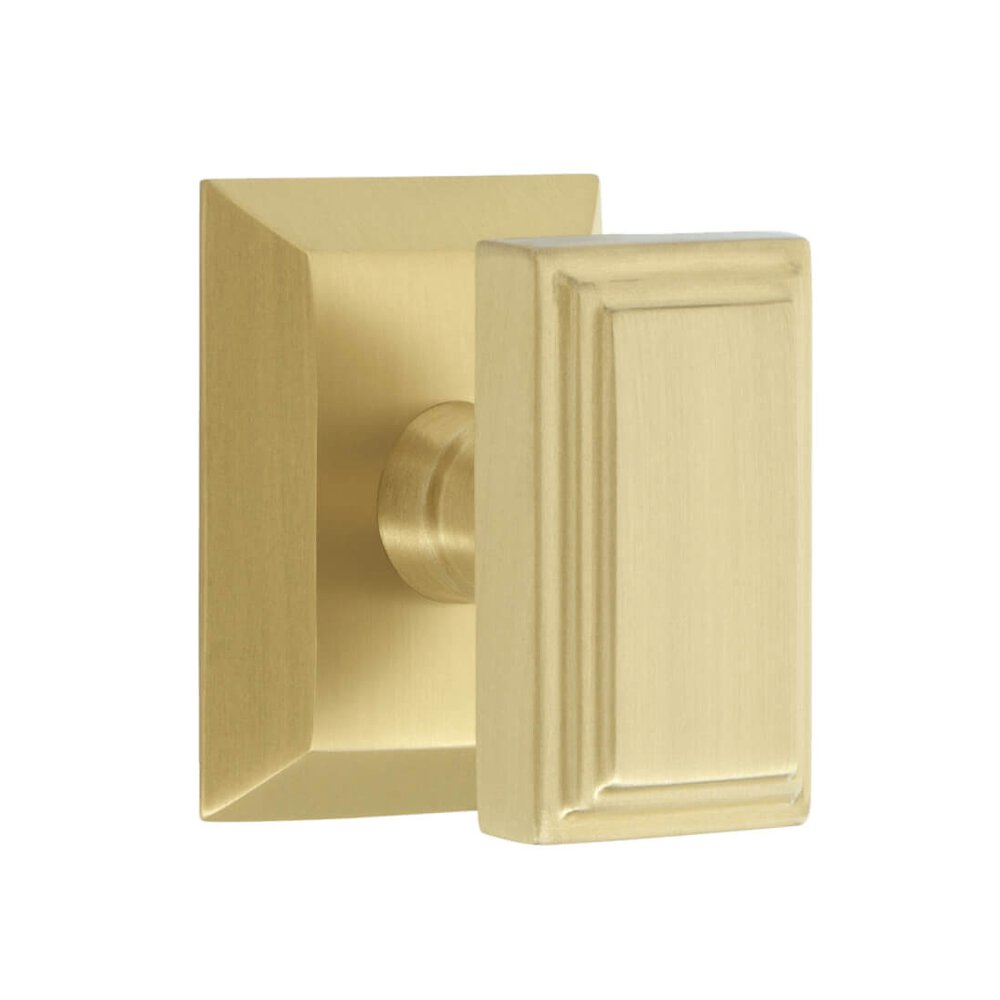 Fifth Avenue Square Rosette Double Dummy with Carre Knob in Satin Brass