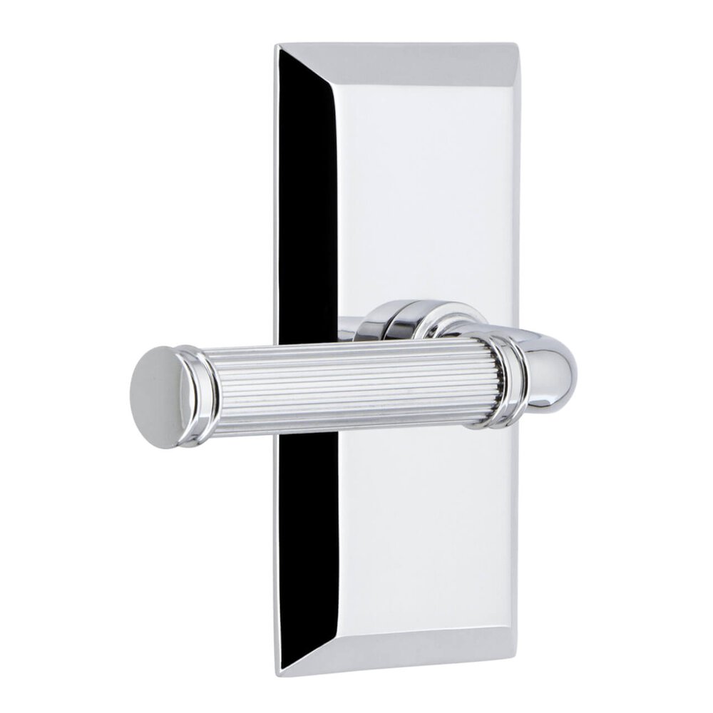 Fifth Avenue Short Plate Privacy with Soleil Lever in Bright Chrome