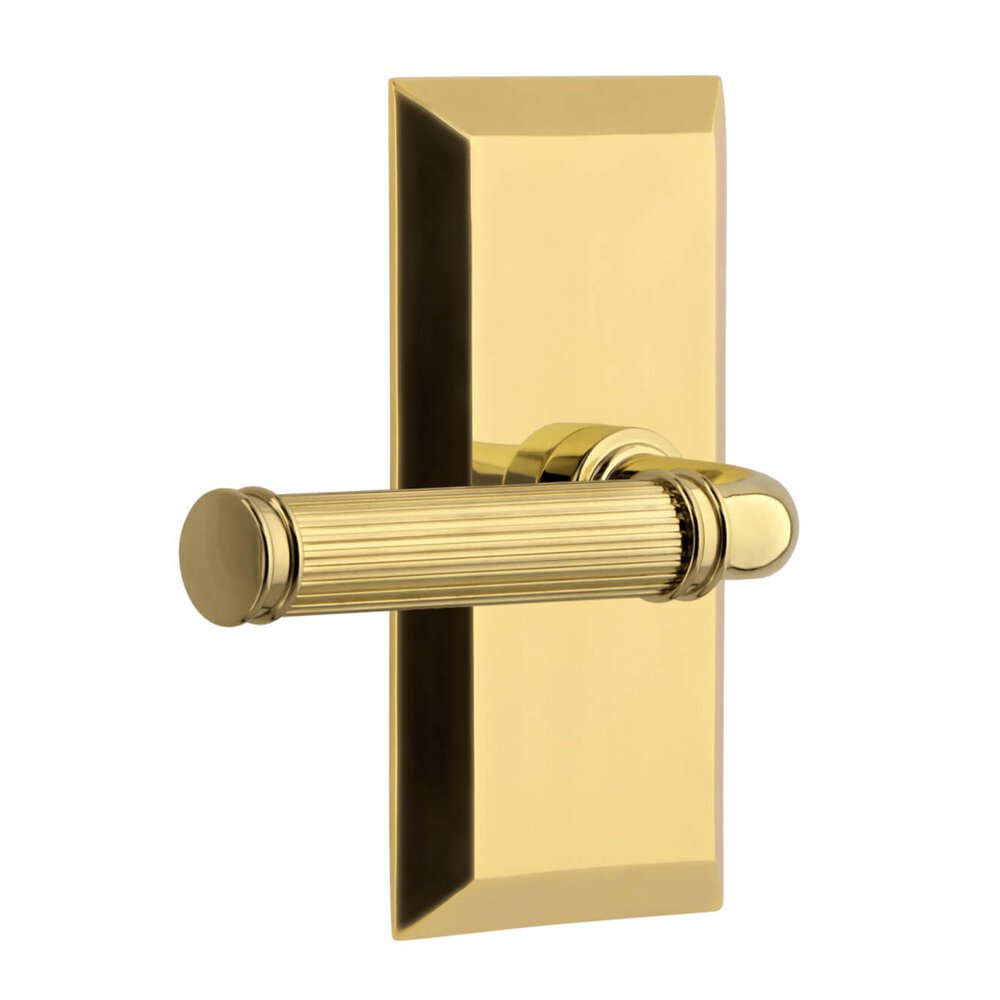 Fifth Avenue Short Plate Privacy with Soleil Lever in Lifetime Brass