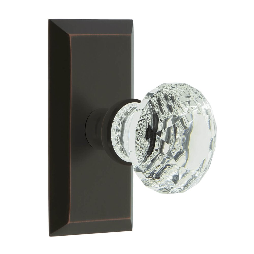 Fifth Avenue Short Plate Double Dummy with Brilliant Crystal Knob in Timeless Bronze