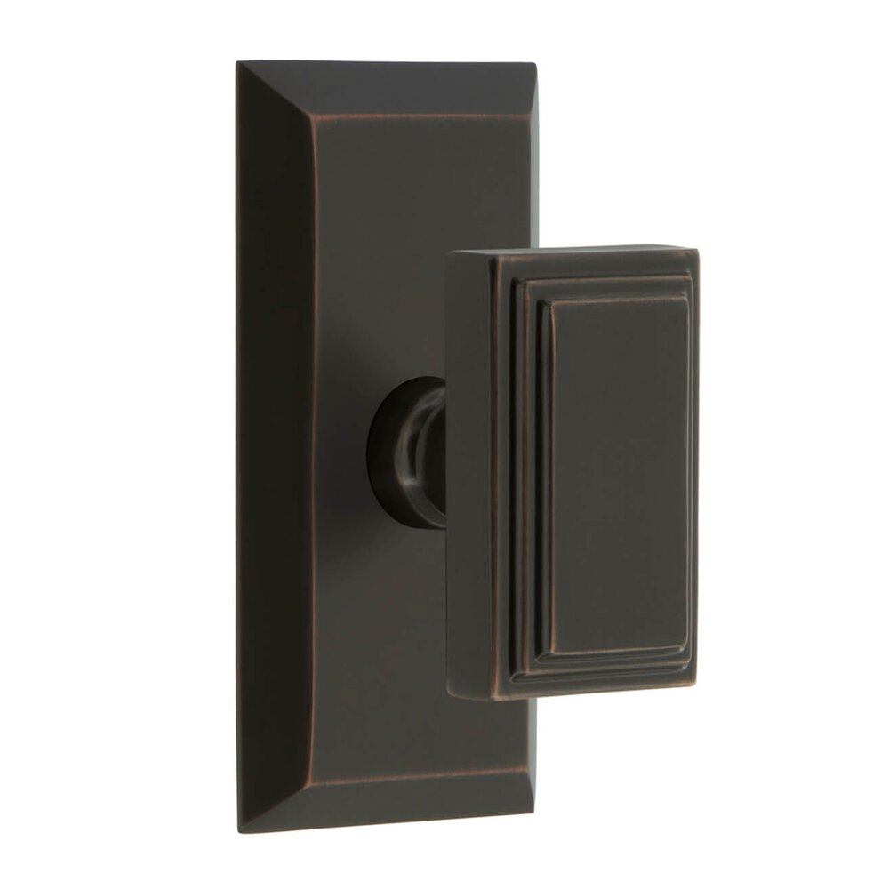 Fifth Avenue Short Plate Double Dummy with Carre Knob in Timeless Bronze
