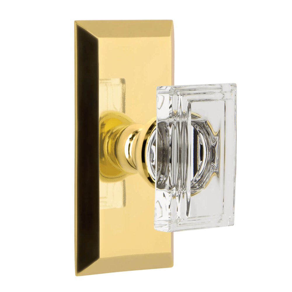 Fifth Avenue Short Plate Double Dummy with Carre Crystal Knob in Lifetime Brass