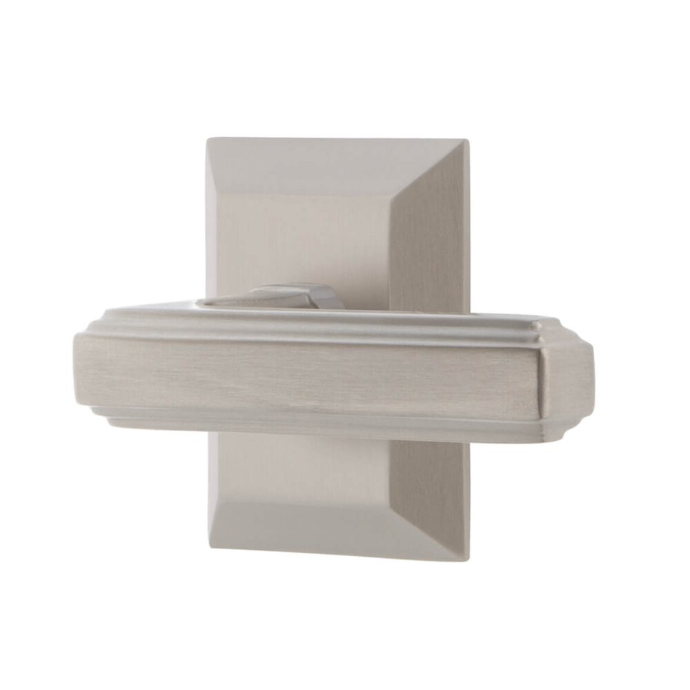 Fifth Avenue Square Rosette Passage with Carre Lever in Satin Nickel