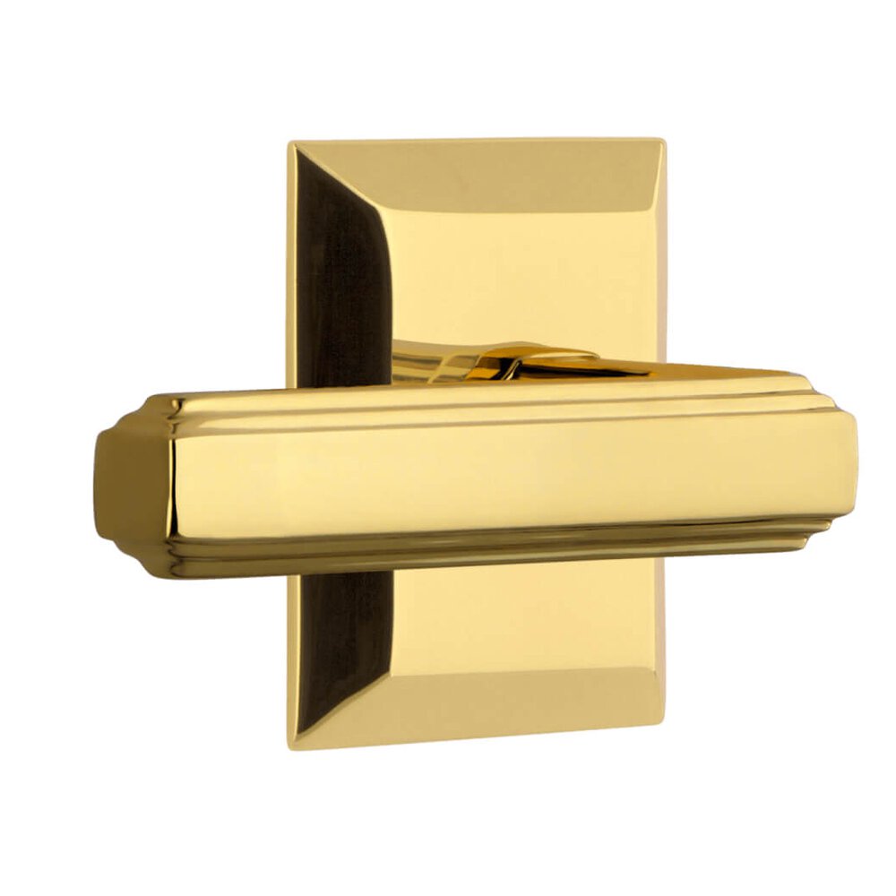 Fifth Avenue Square Rosette Privacy with Carre Lever in Lifetime Brass