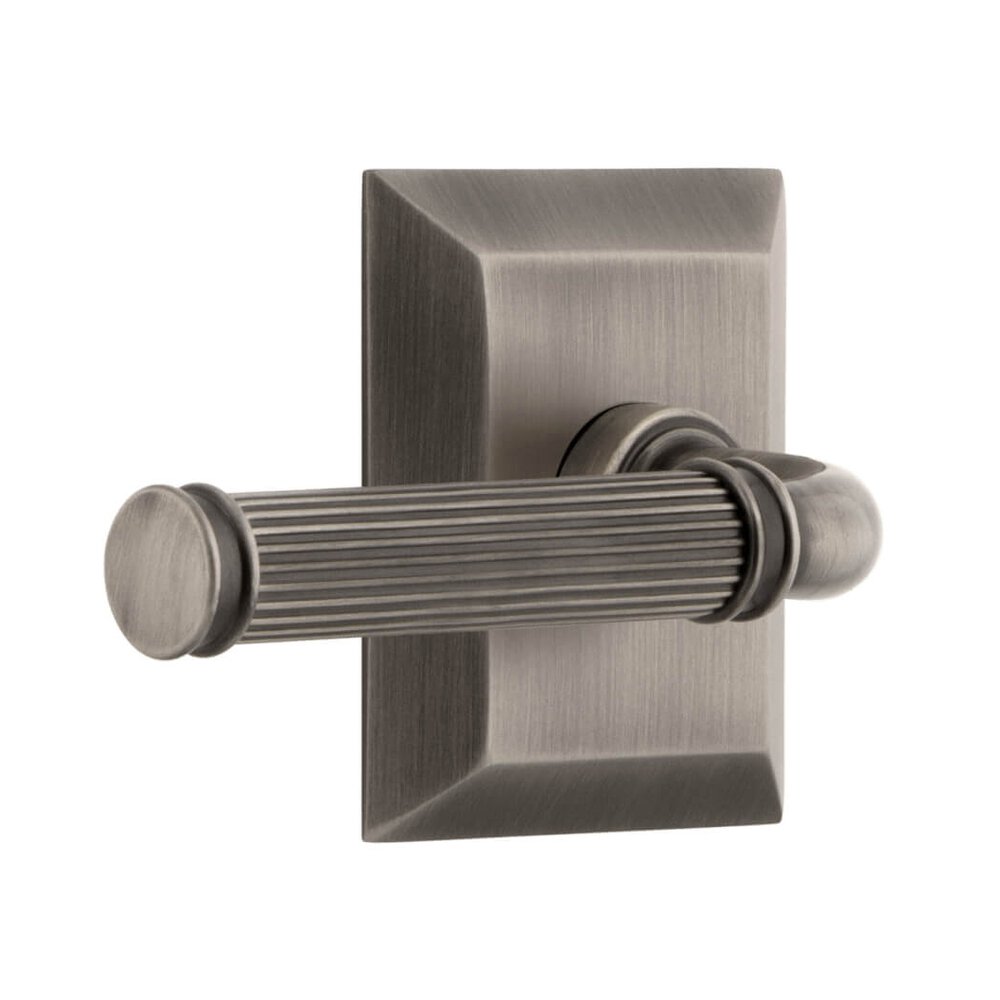 Fifth Avenue Square Rosette Privacy with Soleil Lever in Antique Pewter