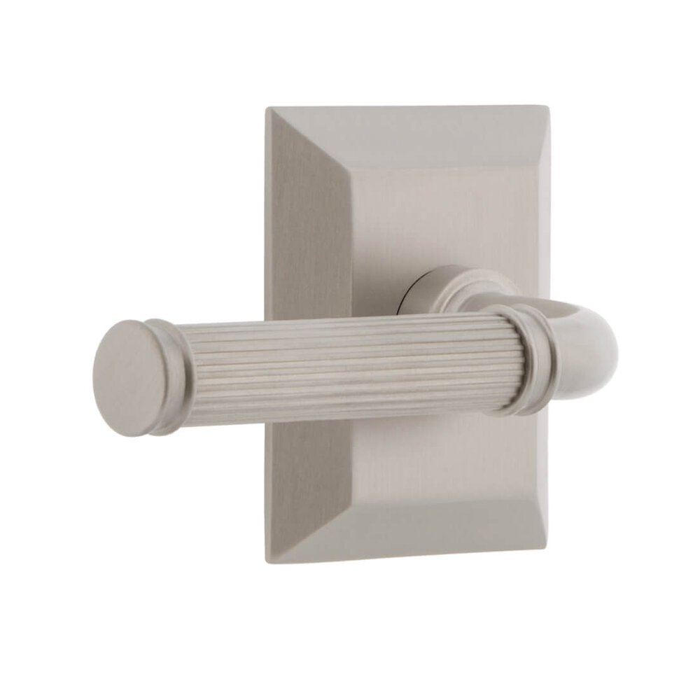 Fifth Avenue Square Rosette Privacy with Soleil Lever in Satin Nickel
