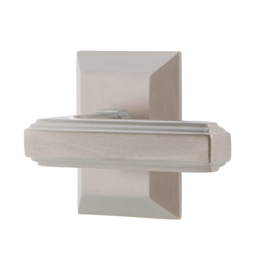Fifth Avenue Square Rosette Privacy with Carre Lever in Satin Nickel