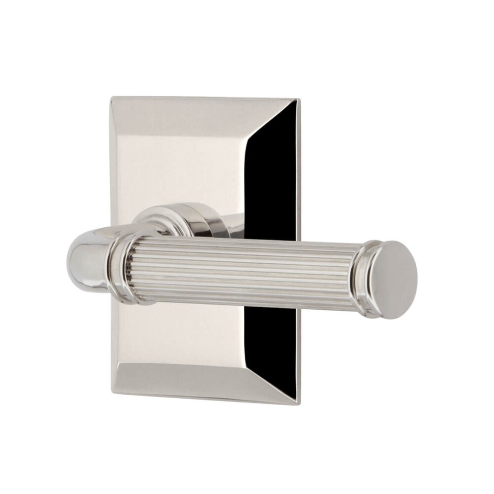 Fifth Avenue Square Rosette Privacy with Soleil Lever in Polished Nickel